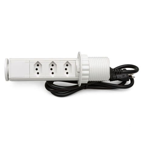 Torre De Tomada Retrátil Multiplug 3 Tomadas 20a Branco em Promoção