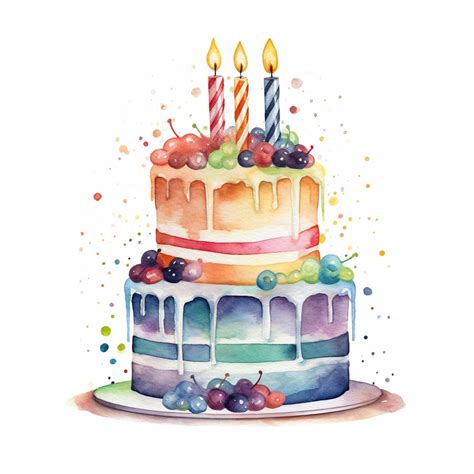 Premium Ai Image There Is A Watercolor Painting Of A Cake With