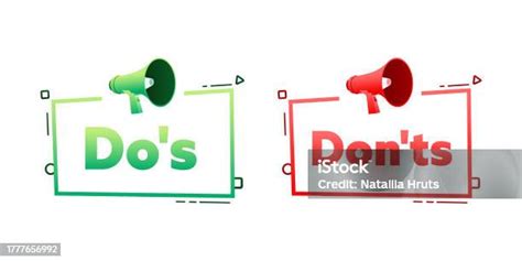 Megaphone With Dos And Donts Speech Bubble Banner Promotion And