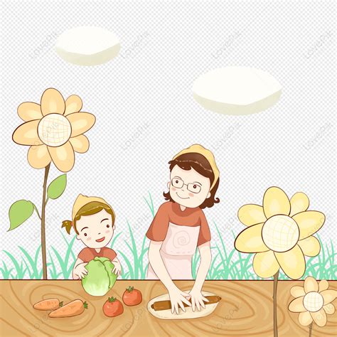 Gambar Ibu Dan Anak Sedang Memasak PNG Unduh Gratis Lovepik