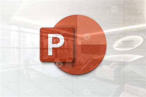 Powerpoint On Glossy Office Wall Realistic Texture Editorial