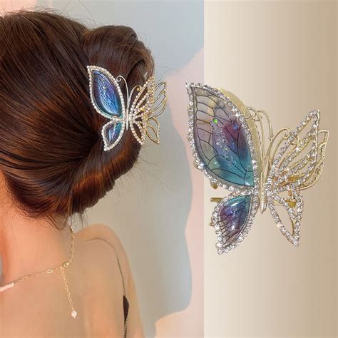 Jual Town Shell Premium Colorful Butterfly Metal Korean Hair Claw