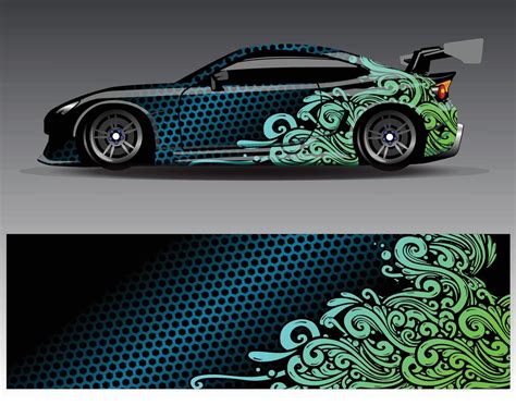 Car Wrap Design Vector Graphic Abstract Stripe Racing Background Kit