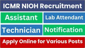 Icmr Nioh Recruitment Notification Released And Apply For