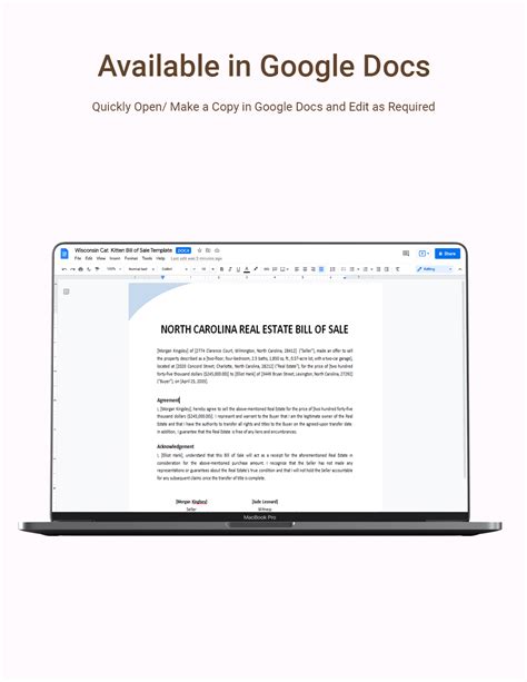 North Carolina Real Estate Bill Of Sale Template In Word PDF Google