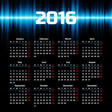 Company Gird Calendar 2016 Set Vectors Eps Uidownload