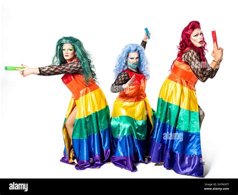 Confident Drag Queens Against White Background Stock Photo Alamy