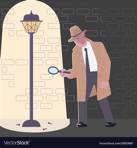 Detective Character At Crime Scene Royalty Free Vector Image