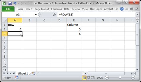 Get The Row Or Column Number Of A Cell In Excel Teachexcel