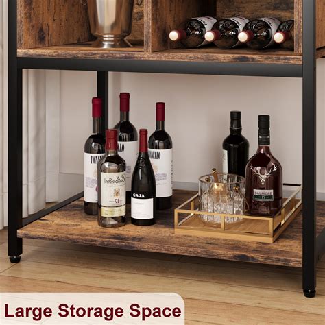 IDEALHOUSE Wine Bar Rack Cabinet Freestanding Wine Cabinet With Glass