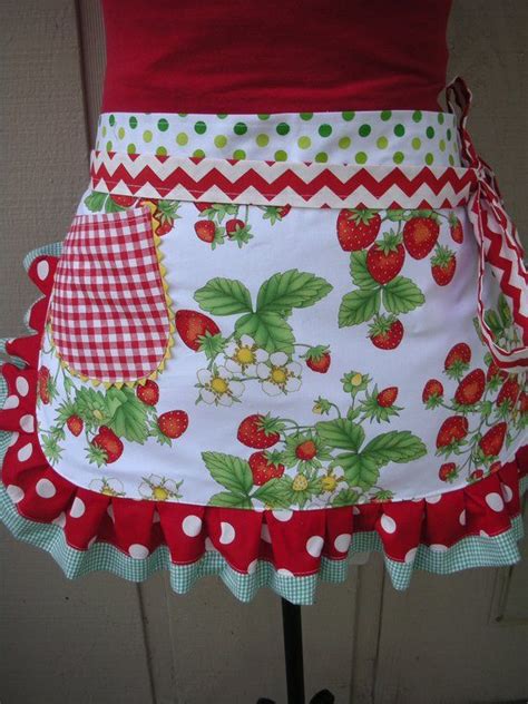 Womens Aprons Red Strawberry Aprons Strawberry Farm Aprons