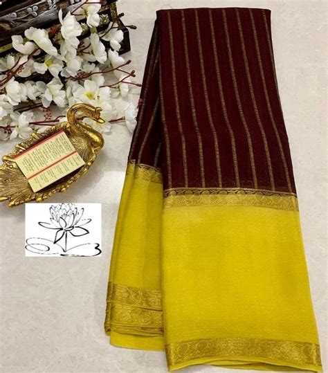 Pure Mysore Wrinkle Crep Silk Bentex Borders Saree Exclusive Saree