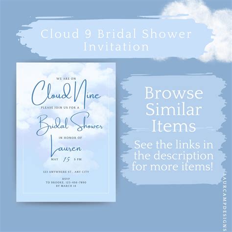 On Cloud Nine Themed Invitation Bridal Shower Baby Shower Birthday