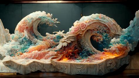 Midjourney Prompt Carved Diorama Of The Great Wave Off PromptHero