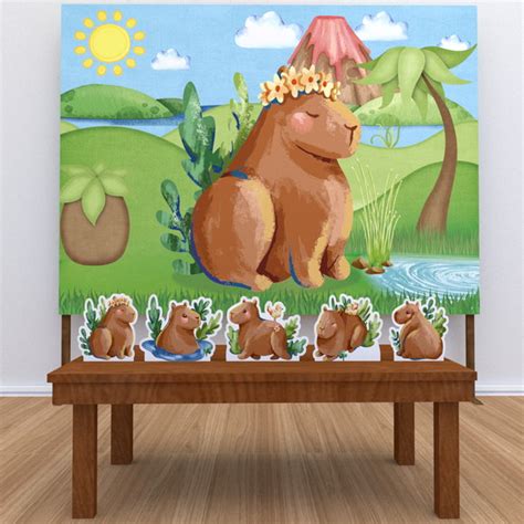 Kit Anivers Rio Festa Prata Painel Display Capivara Fil Elo