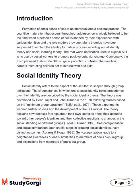 Social Identity Theory And Social Learning Theory Free Essay Example