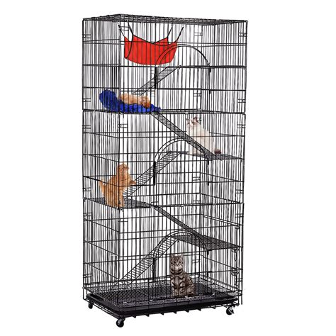 PawGiant 6 Tier Cat Cage Pets Playpen Cat Kennel Ferret Crate Folding