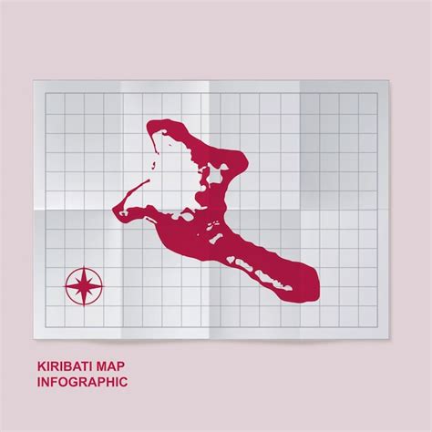 Premium Vector Kiribati Map Country In Folded Grid Paper