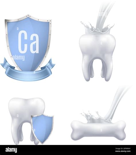 Calcium Protection Realistic Icons Collection For Advertising Medical