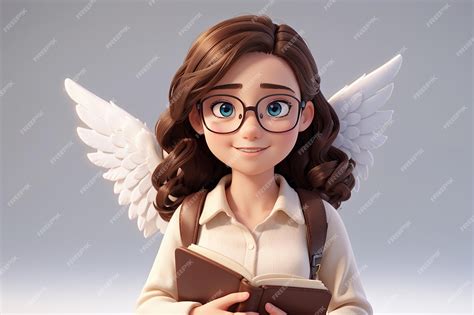 Premium Ai Image Academic Angel 3d Cute Girl In Professor Character