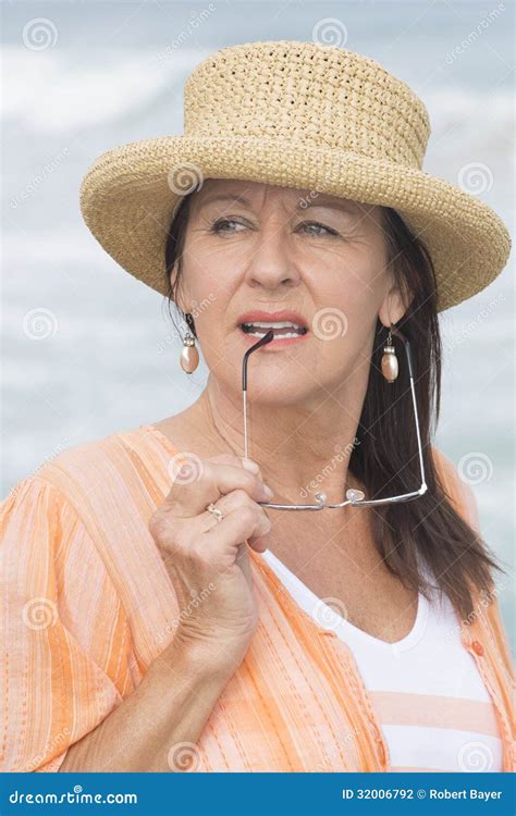 Thoughtful Confident Attractive Mature Woman Stock Photo Image Of
