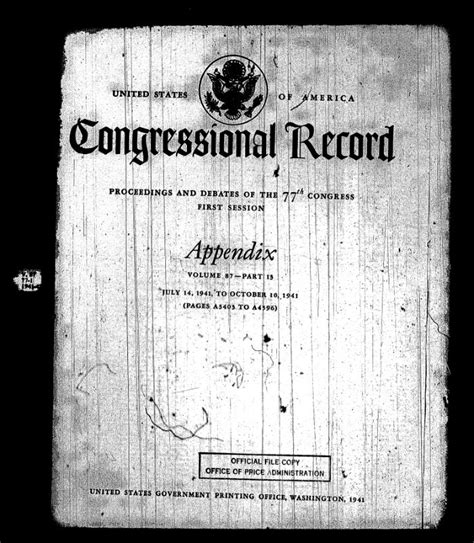 Us Congressional Record 1899 1980 Roosevelt