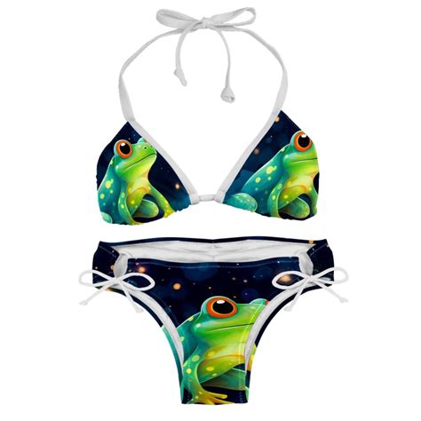 Starry Sky Frog Swimsuit Women Bikini Set Two Pack Detachable Sponge