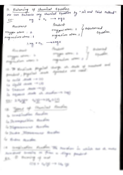 Solution Chemical Reaction Equations Handwritten Notes Class