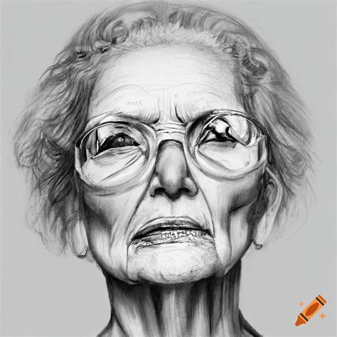 Pencil Drawing Of An Elderly Womans Face On Craiyon