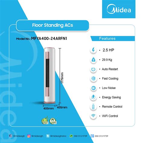 MIDEA 2 5HP FLOOR STANDING AIR CONDITIONER INVERTER MFYA400 24ARFN1