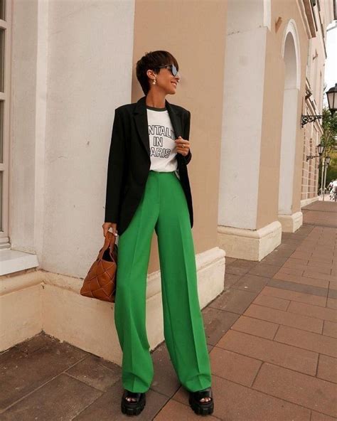 Moda Outfits Daily Outfits Stylish Outfits Green Pants Outfit Dress