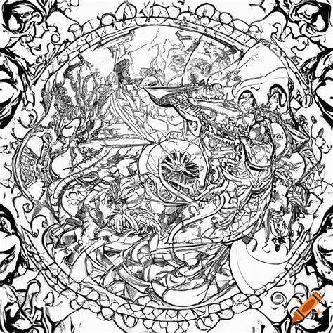 Detailed Fantasy Coloring Page On Craiyon