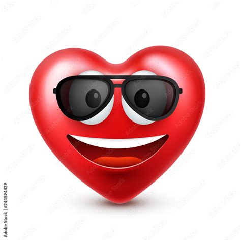 Heart Smiley Emoji Vector For Valentines Day Funny Red Face With