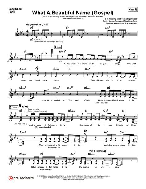 What A Beautiful Name Gospel Sheet Music Pdf Hillsong Worship