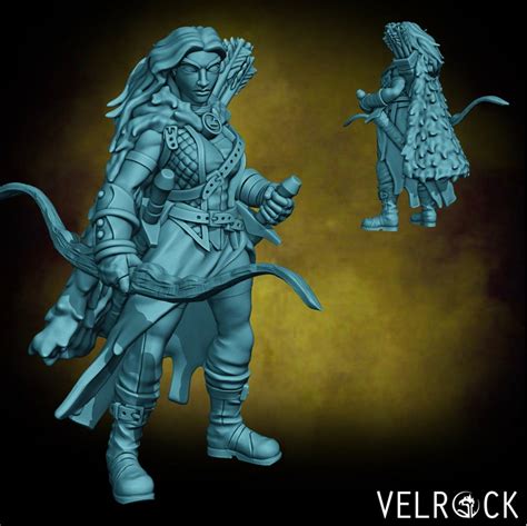 Female Ranger Mini Velrock Art Miniatures 3d Printed 28mm Scale Rpg Fantasy Wargame Tabletop