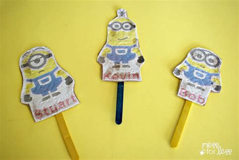 Minion Crafts for Kids - Stick Puppets - Mess for Less