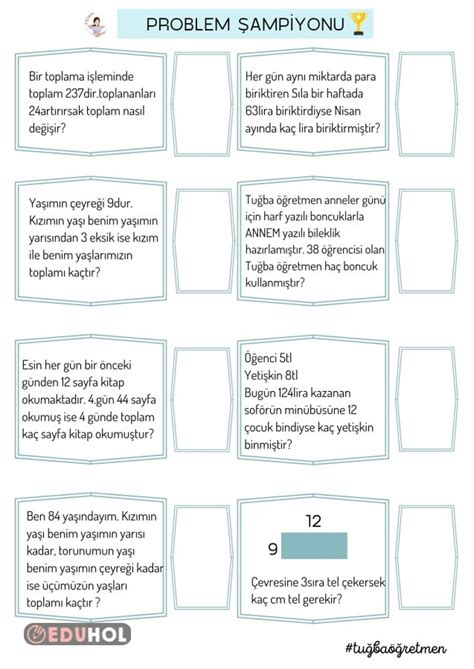 3 Sınıf Zor Problemler Eduhol Ders Videoları İzle Online Test Çöz