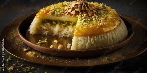 Middle Eastern Cheese Kunafa Dessert Arabic Cuisine A Delectable Pastry Made Of Shredded