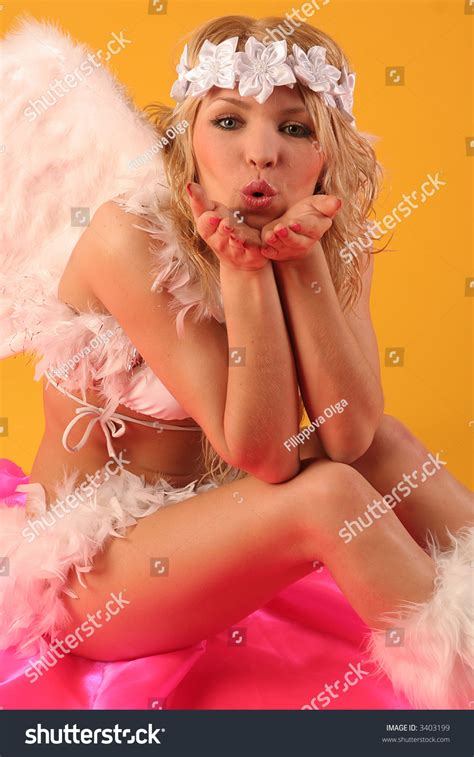 Sad Girl Yellow Lingerie Angel Wings Stock Photo 3403199 Shutterstock