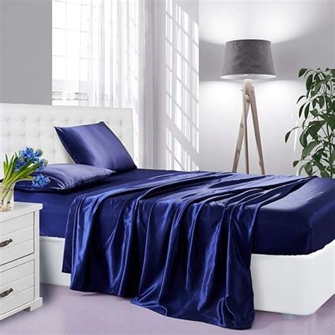 Lanest Housing Silk Satin Sheets 3 Piece Twin Size Satin Bed Sheet Set With Deep