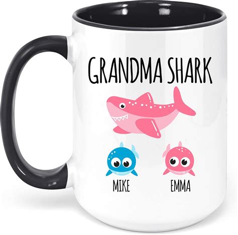 Taza de tiburón de abuela Taza personalizada para abuela Taza