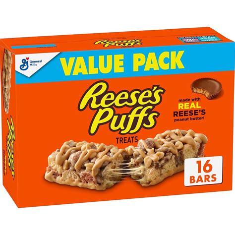Pack Of 2 Reeses Puffs Breakfast Cereal Treat Bars Peanut Butter