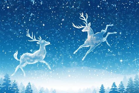 Reindeer Jumping Blue Background Spark | Premium AI-generated vector