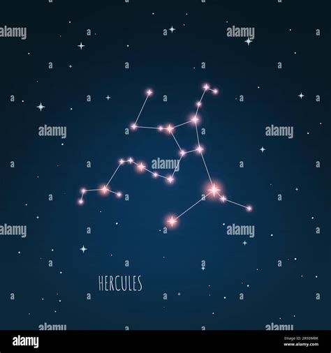 Esquema de la constelación de Hércules en el cielo estrellado Espacio