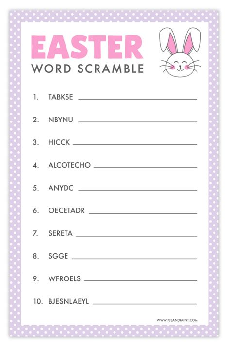 Printable Easter Word Scramble For Adults