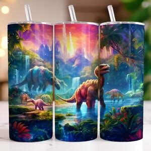 Dinosaur Tumbler Wrap Bundle Skinny 20 Oz Tumbler Sublimation Designs