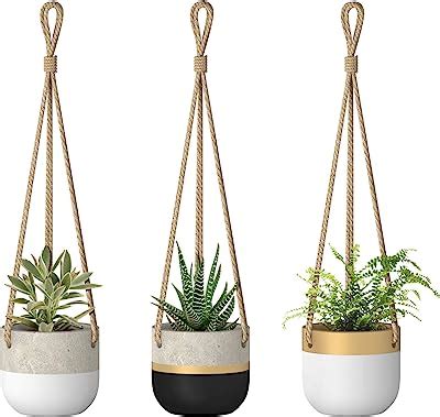 Amazon Mkono Inch Ceramic Double Hanging Planter Tier Round