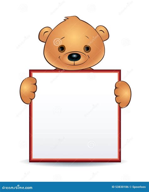 Teddy Bear Holding A Blank Square Sign Stock Vector Illustration Of