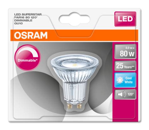 Osram Led Superstar Par16 120° 230v 8w 840 Gu10 Dim A Sklo 575lm 4000k