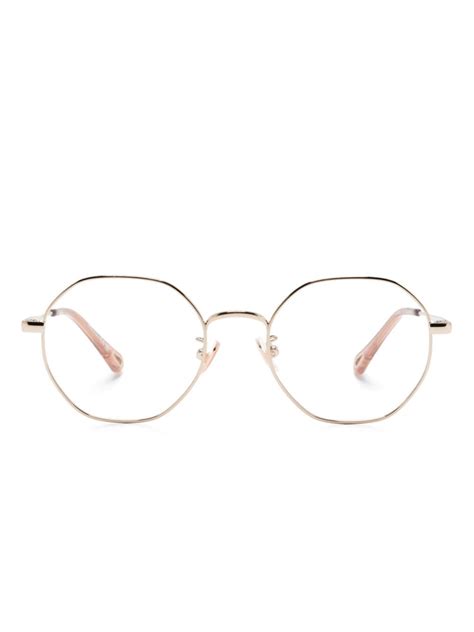 Chloé Eyewear Metal Geometric Frame Glasses Gold Farfetch Hk